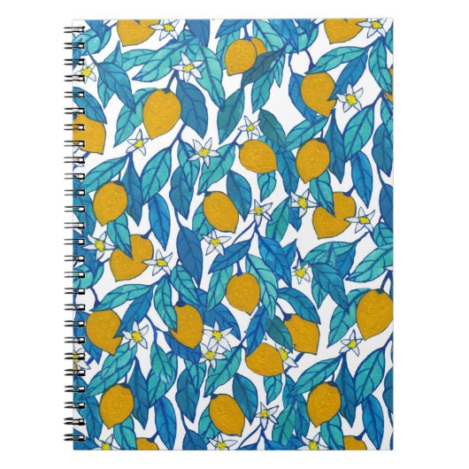 Carnet Citron fleuri : Aquarelle Florale Design. (Devant)