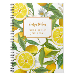 Carnet Citron jaune Grove Été brillant Nom personnalisé