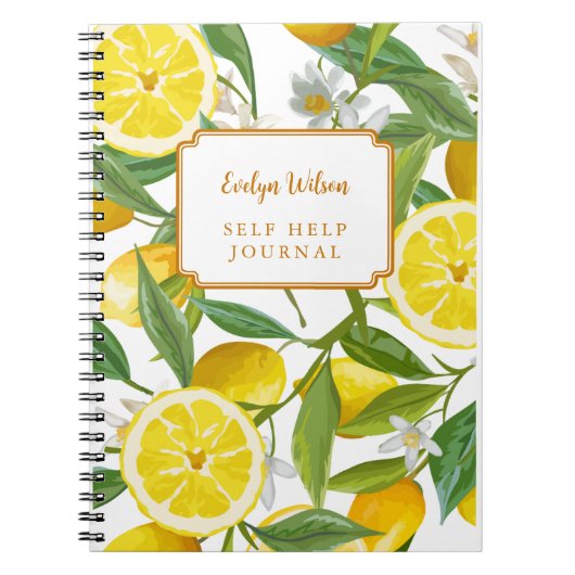 Carnet Citron jaune Grove Été brillant Nom personnalisé (Devant)
