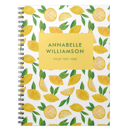 Carnet Citron motif d'agrumes d'été (Devant)