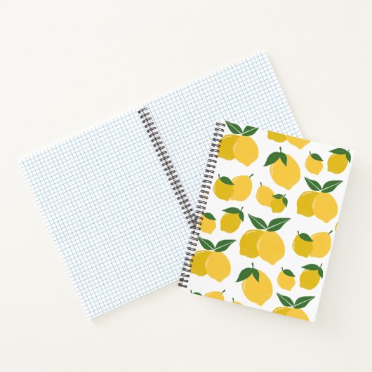 Carnet Citron Motif Fruit Rétro Jaune Sur Blanc (Intérieur)