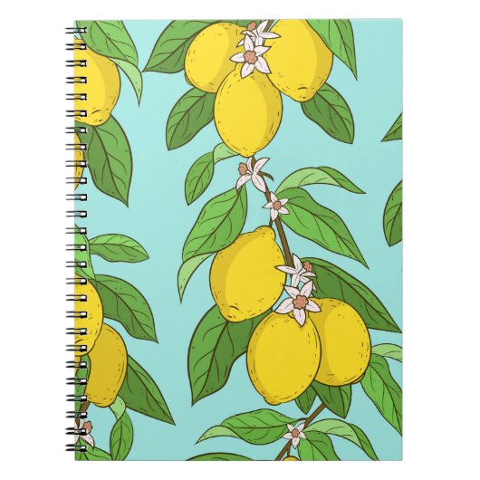 Carnet Citrons, Arrière - plan Bleu Vibrant sans couture. (Devant)