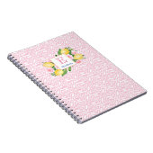 Carnet Citrons D'Agrumes Rose Et Blanc Fille Monogramme (Côté Droit)