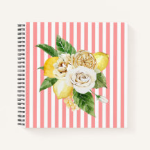 Citrons et roses à rayures roses