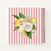 Carnet Citrons et roses à rayures roses (Dos)