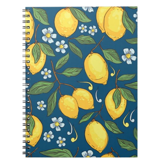 Carnet Citrons jaunes : Motif de fruits tropicaux. (Devant)