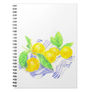 Carnet citrons Meyer sur la serviette de cuisine