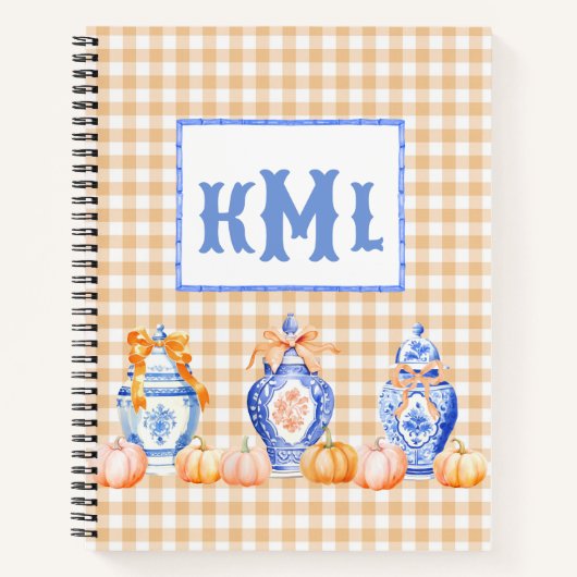 Carnet Citrouille automne Chinoiserie Ginger Jar Monogram (Devant)