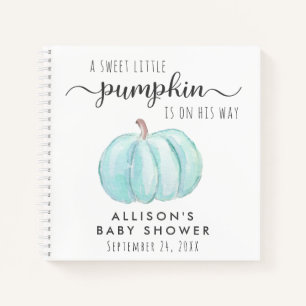 Carnet Citrouille bleu Baby Boy Douche Guest Book