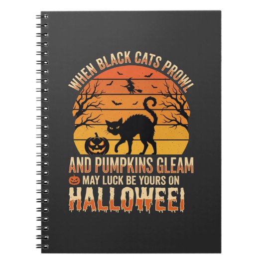 Carnet Citrouille Chat Noir Halloween Design Vectoriel (Devant)