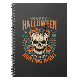 Carnet Citrouille Crâne Halloween Chasse Nuit Design_1
