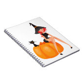 Carnet Citrouille de la sorcière d'Halloween et chat noir (Côté Droit)