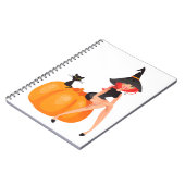 Carnet Citrouille de la sorcière d'Halloween et chat noir (Côté gauche)