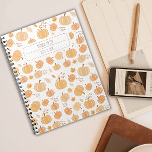 Carnet Citrouille de récolte d'automne et Motif pastel fe