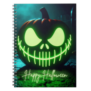Carnet Citrouille d'Halloween lumineuse verte effrayante