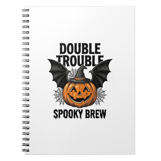 Carnet Citrouille d'Halloween Sorcière Double Trouble Vin (Devant)