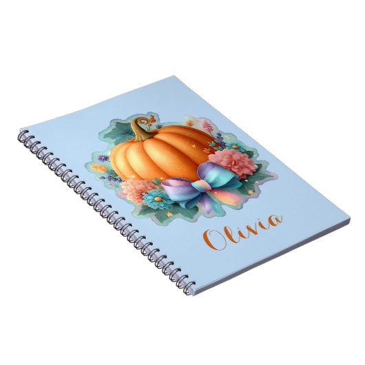 Carnet Citrouille mignon avec Fleurs T-shirt personnalisé (Côté Droit)