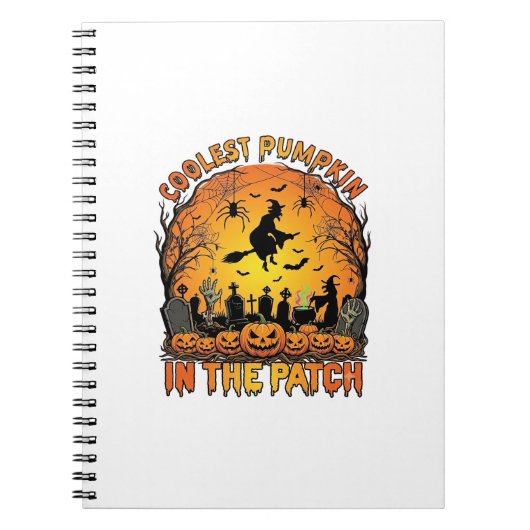 Carnet Citrouille Patch Halloween Sorcière Araignées Grav (Devant)