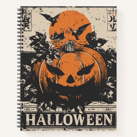 Carnet Citrouille vintage Jack-O’-Lantern | Halloween (Devant)