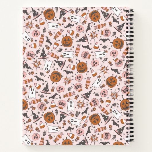 Carnet Citrouilles fantômes rose personnalisées Halloween (Dos)
