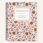 Carnet Citrouilles fantômes rose personnalisées Halloween (Devant)