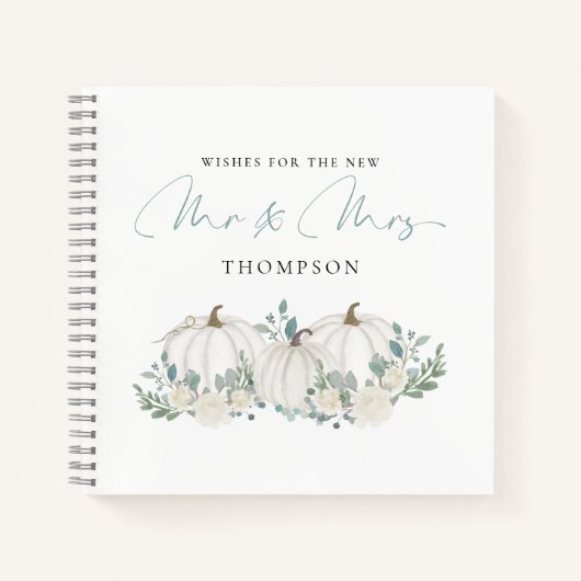 Carnet Citrouilles Turquoises blancs Souhaits pour M. Mme (Devant)