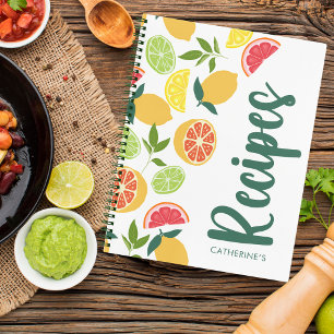 Carnet Citrus blanc Citron orange Motif Nom Recettes