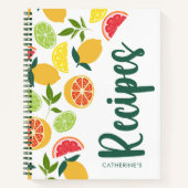 Carnet Citrus blanc Citron orange Motif Nom Recettes (Devant)