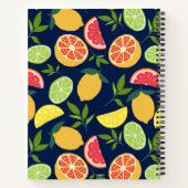 Carnet Citrus bleu foncé Citron orange Motif Nom Recettes (Dos)