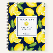 Carnet Citrus Citrus Citron Motif botanique bleu marine (Devant)