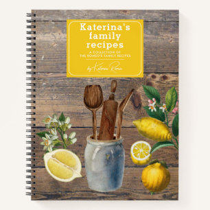 Carnet Citrus Lemons Bois Ustensiles de cuisine Famille R