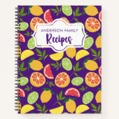 Carnet Citrus violet Citron orange Motif Recettes de fami (Devant)
