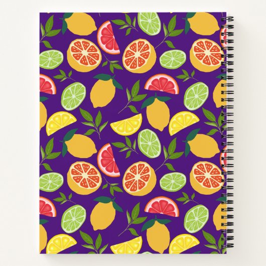 Carnet Citrus violet Citron orange Motif Recettes de fami (Dos)