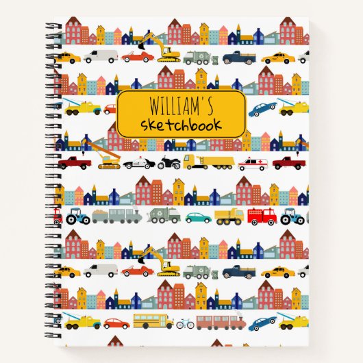 Carnet City Transportation Vehicles Kids Sketchbook (Devant)