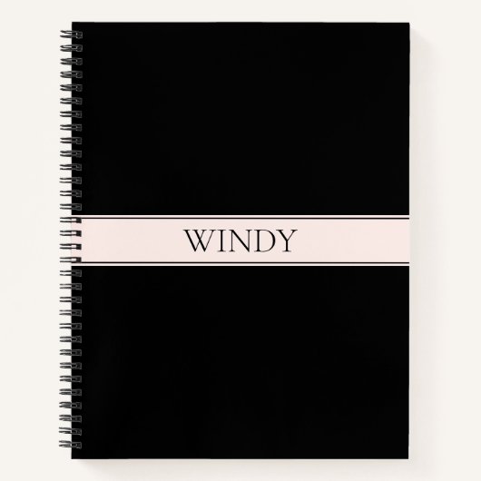 Carnet Clair rose pâle Bleu Bande et Élégant Texte modifi (Devant)