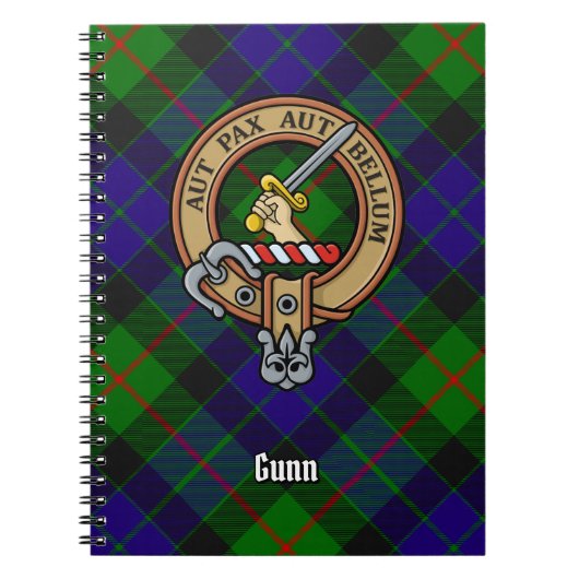 Carnet Clan Gunn Crest sur Tartan (Devant)