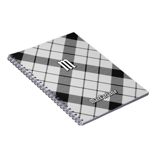 Carnet Clan MacFarlane Tartan noir et blanc (Côté Droit)