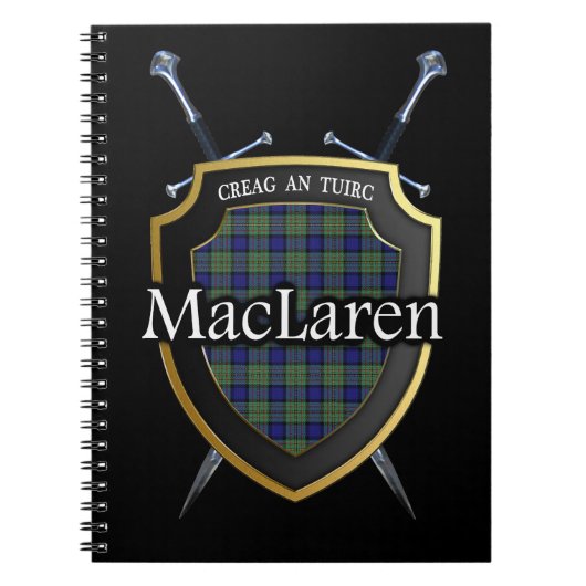 Carnet Clan MacLaren Tartan Shield & Swords (Devant)