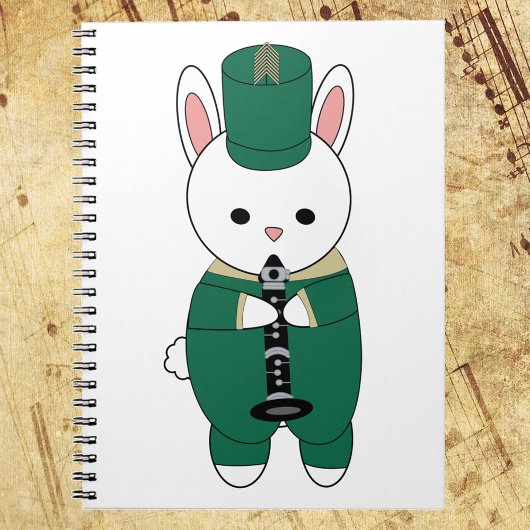Carnet Clarinet Rabbit Marching Band Vert Or
