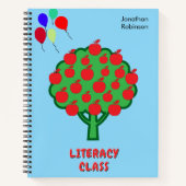 Carnet Classe Blue School Sujet Apple Tree Nom (Devant)
