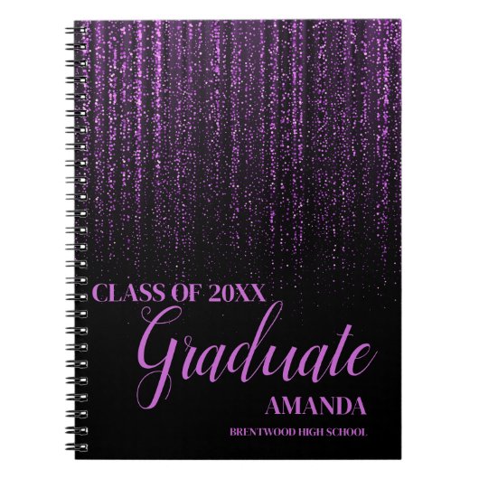 Carnet Classe De 2025 Black Purple Parties scintillant Gr (Devant)