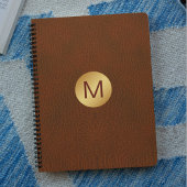 Carnet Classé Faux Cuir Brown & Or Nom initial