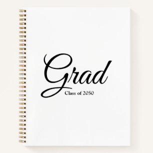Carnet Classe Grad de 2024 noir blanc script personnalisé