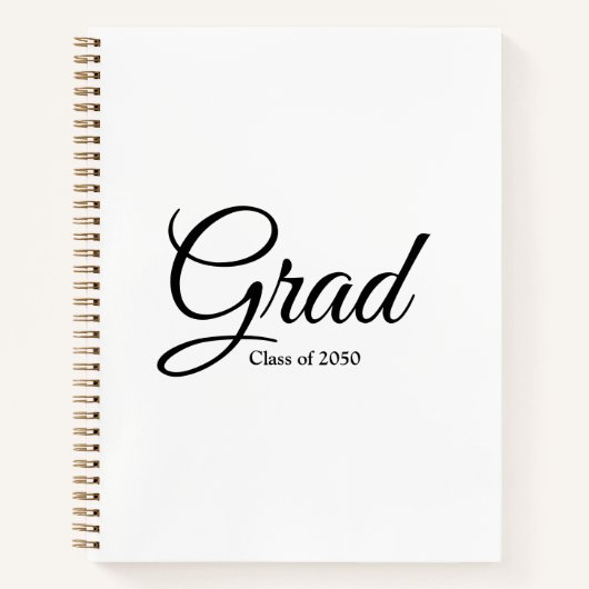 Carnet Classe Grad de 2024 noir blanc script personnalisé (Devant)