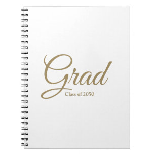 Carnet Classe Grad de 2024 or blanc script personnalisé t