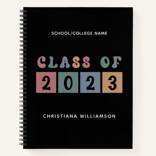 Carnet Classe Retro Personnalisée de 2023 Graduation Cute (Devant)