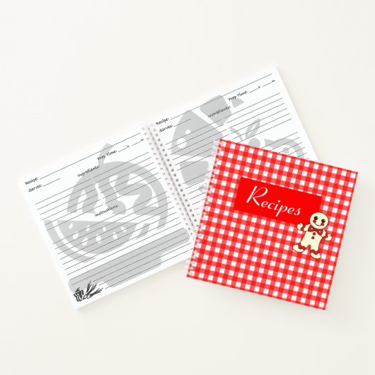 Carnet Classeur de recette de cookie en gingham rouge (Intérieur)