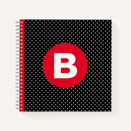 Carnet Classic Black & White Polka Dot with Red Monogram (Devant)