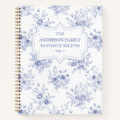 Carnet Classic Blue Flowers Floral Pattern Family Recipe  (Devant)