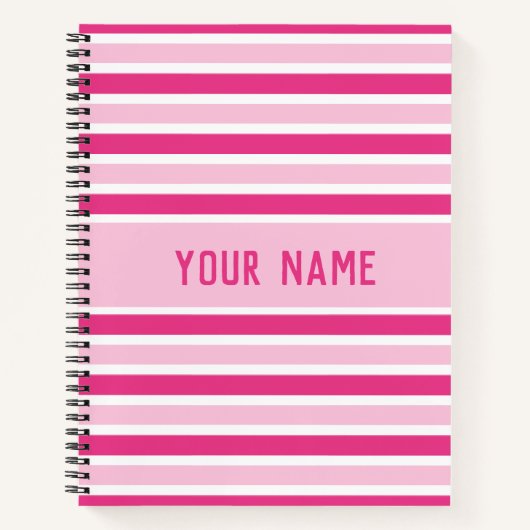 Carnet Classic Chic Nom mignon rose et blanc (Devant)